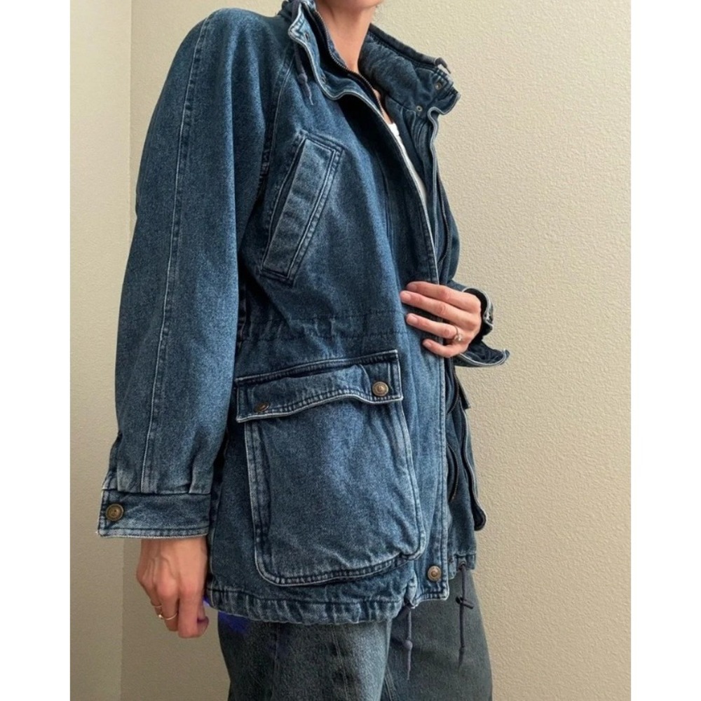 Pacific Trail Vintage Denim Field Jacket Flannel Lined Utility Coat Deadstock S - Picture 3 of 12